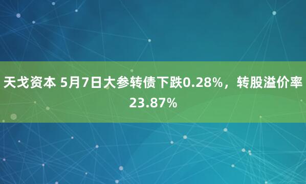 天戈资本 5月7日大参转债下跌0.28%，转股溢价率23.87%