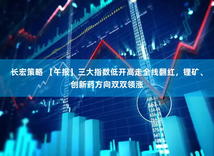 长宏策略 【午报】三大指数低开高走全线翻红，锂矿、创新药方向双双领涨